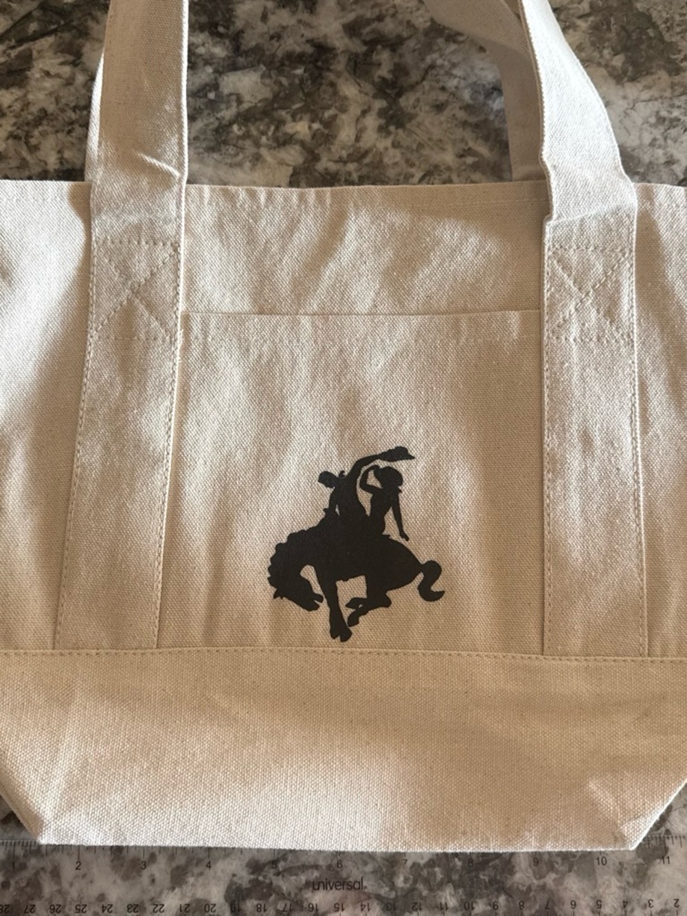 Canvas Tote Bag with Rodeo Silhouette - Natural